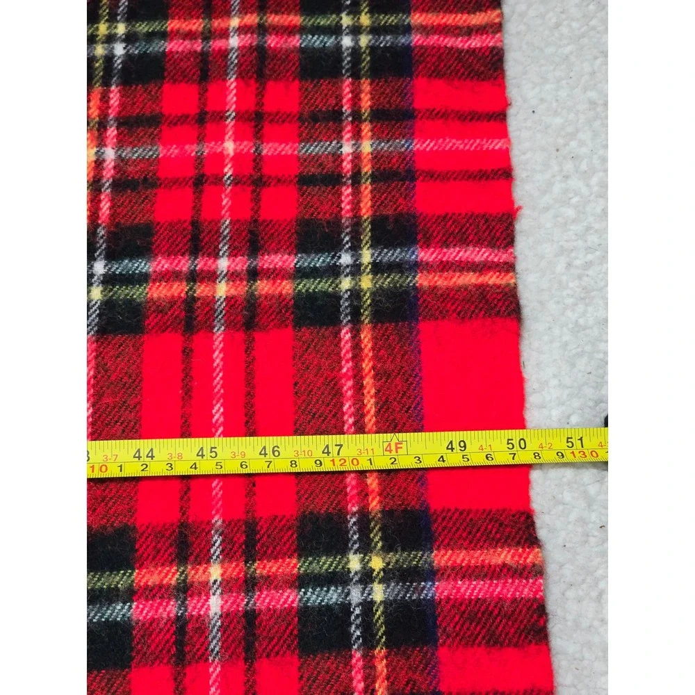 Vintage Troy Leisure Blanket Red Plaid Tartan Fringe Throw Made in USA 51x60